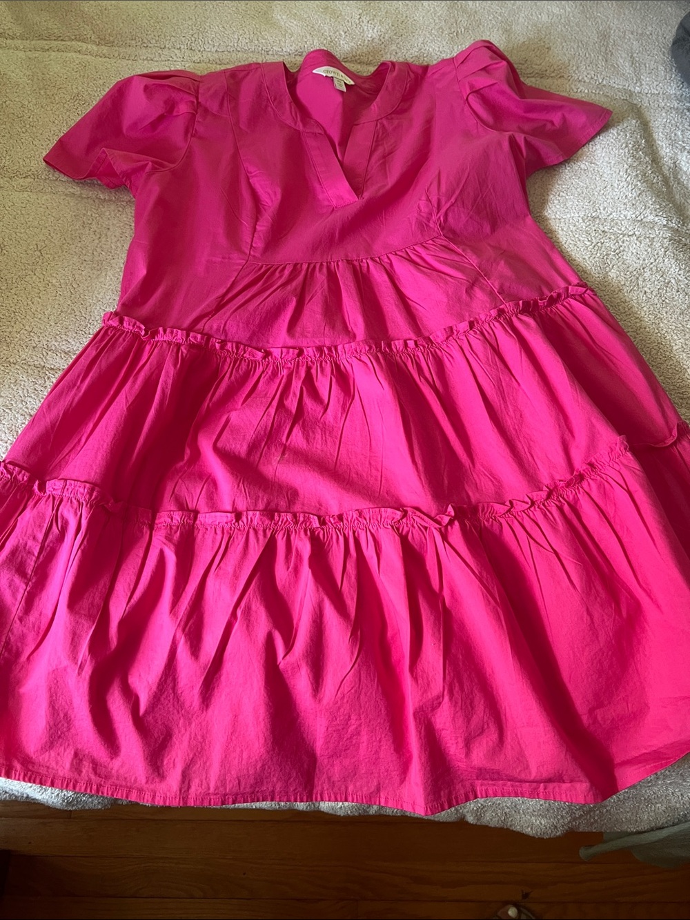 crown & ivy Bright Pink Tiered Cotton Dress for Girls